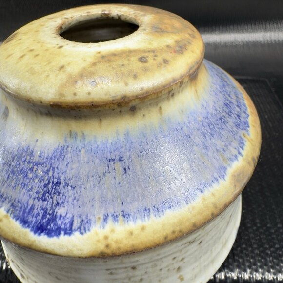 Hand Made Stoneware Pottery Container Bottle W Cork Lid Folk Art Artist Signed - Picture 7 of 9